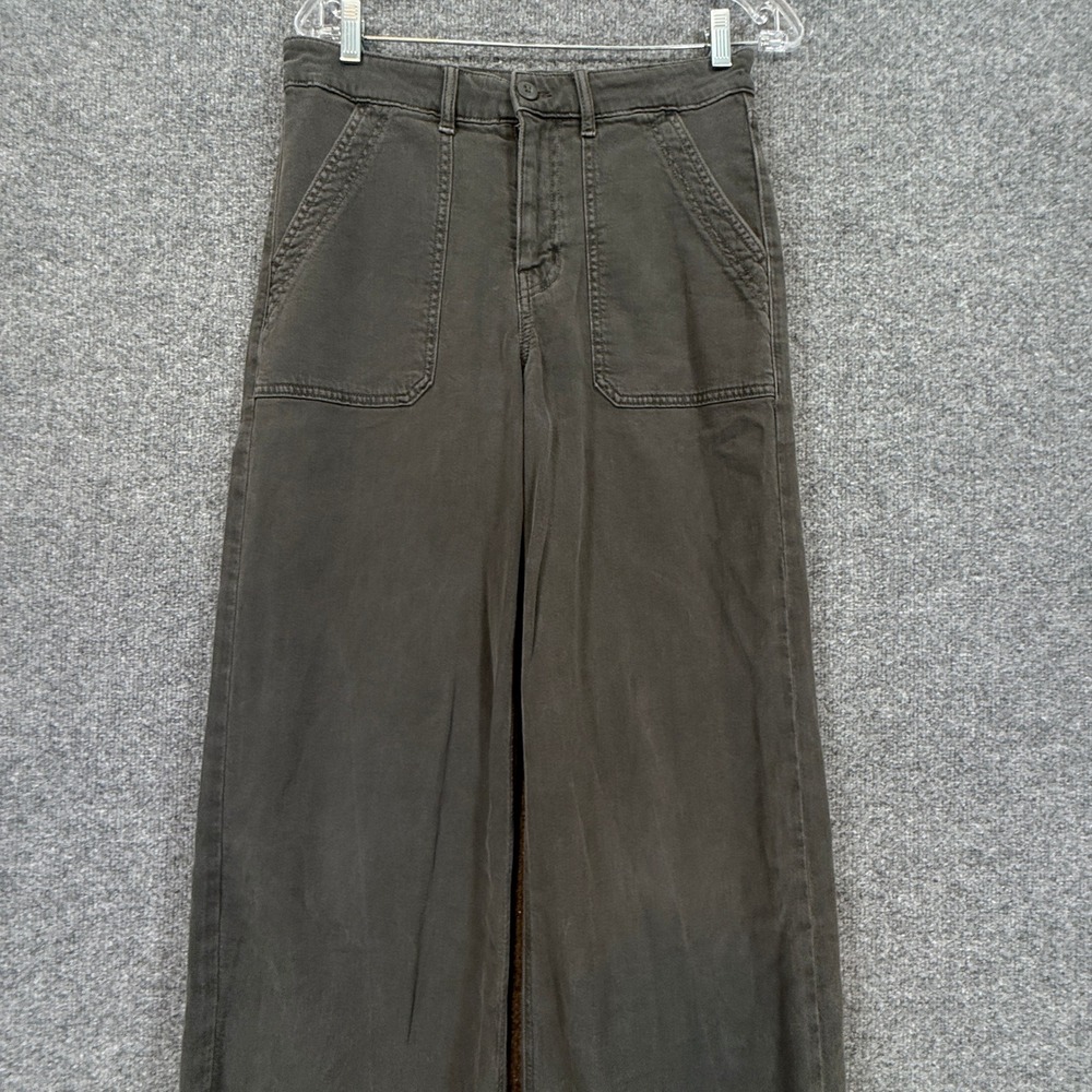 American Eagle Pants Women 6 Gray Super High Rise Baggy Wide Leg Stretch Utility - Picture 2 of 11